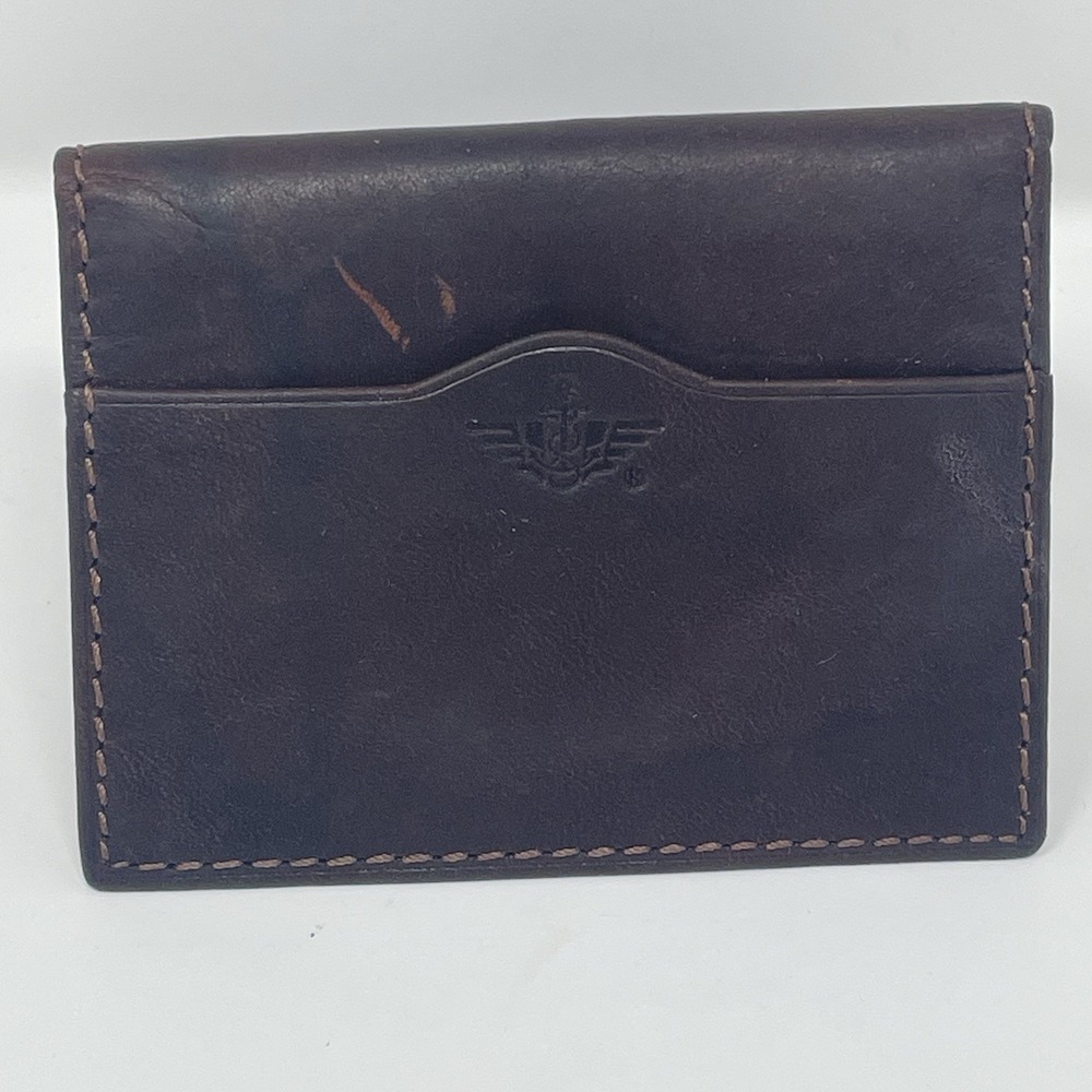 Dockers Brown Leather Card Case Wallet Bifold Plastic ID Window Sleeves Insert